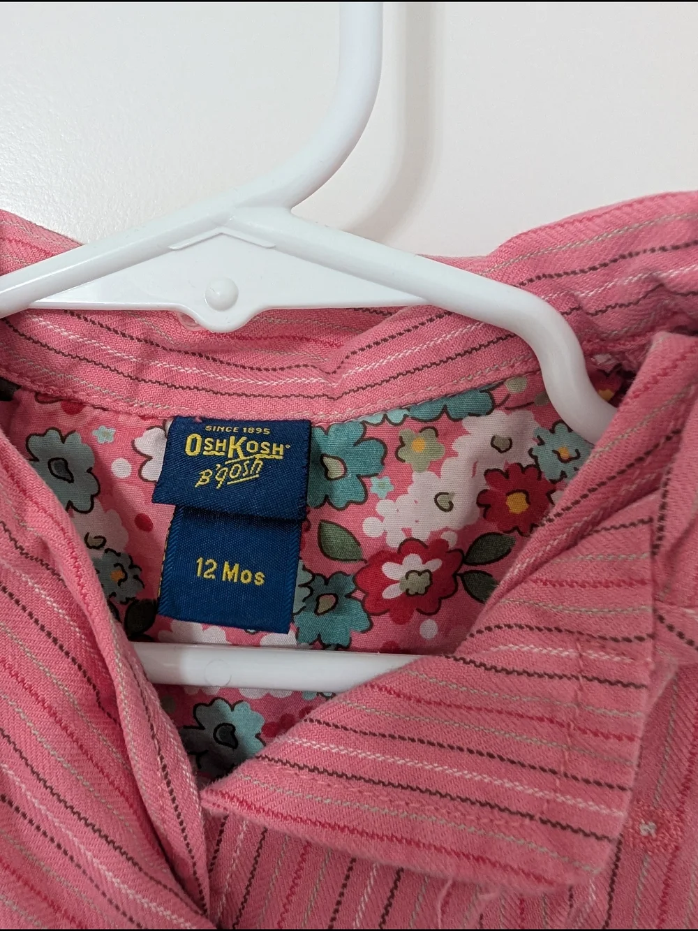OshKosh B'gosh Baby Girls Pink Striped Floral Blazer Jacket 12M Y2K